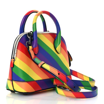 BALENCIAGA Smooth Calfskin Logo Rainbow XXS Ville Top Handle Bag Multicolor
