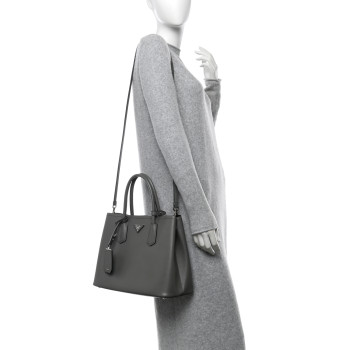 PRADA Saffiano Cuir Small Double Bag Marmo