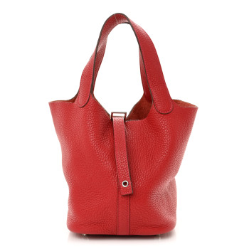 HERMES Taurillon Clemence Picotin Lock 18 PM Rouge Casaque