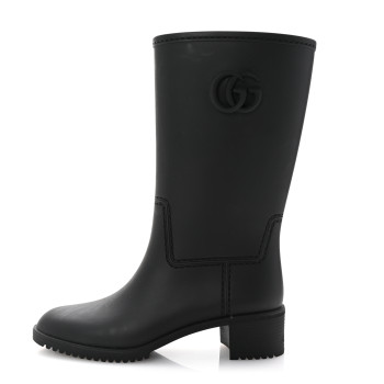 GUCCI Rubber Double G Womens Rain Boots 36 Black