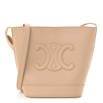 CELINE Smooth Calfskin Small Cuir Triomphe Bucket Bag Brown Sepia
