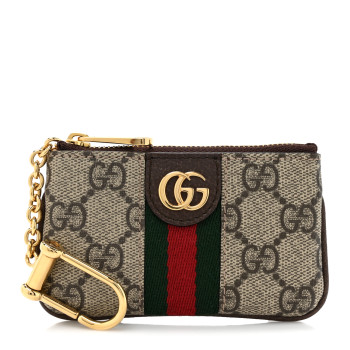 GUCCI GG Supreme Monogram Web Ophidia Key Case Beige New Acero