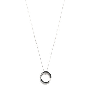 CARTIER 18K White Gold Black Ceramic Diamond Trinity Pendant Necklace