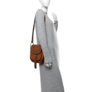 CHLOE Calfskin Braided Small Hudson Shoulder Bag Caramel