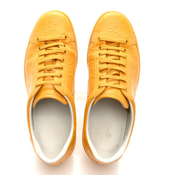 GUCCI Calfskin GG Tennis Embossed Mens Ace Sneakers 39 Crop