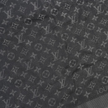 LOUIS VUITTON Silk Lurex Wool Monogram Shine Shawl Black