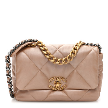 CHANEL Iridescent Lambskin Quilted Medium Chanel 19 Flap Brown