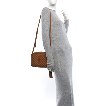 SAINT LAURENT Calfskin Matelasse Monogram Lou Camera Bag Cinnamon