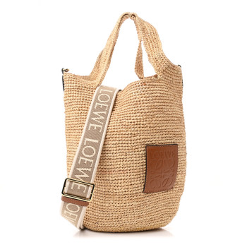 LOEWE Raffia Mini Slit Tote Bag Natural Tan