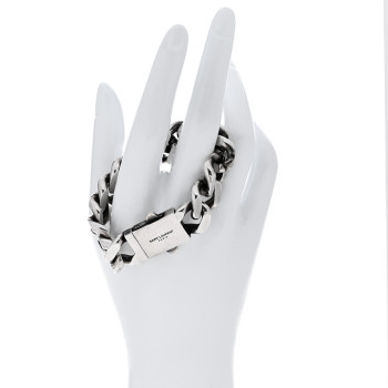 SAINT LAURENT Metal Curb Chain Bracelet Oxidized Silver