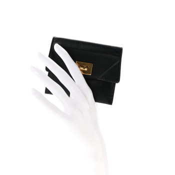 BALENCIAGA Natural Smooth Calfskin Rodeo Flap Wallet Black