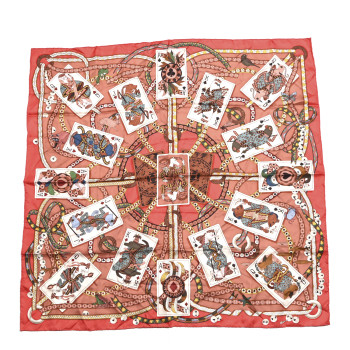 HERMES Silk Twill Dame de Coeur Scarf 90 Corail Terracotta Narce