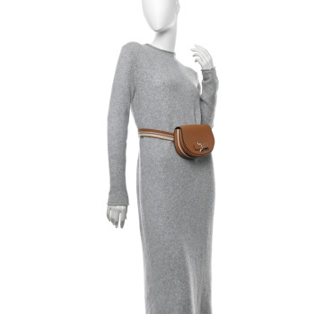 DELVAUX Crispy Calfskin Mini Le Mutin Saddle Belt Bag Vegetal
