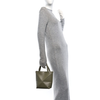 LOEWE Shiny Calfskin Mini Puzzle Fold Tote Eucalyptus