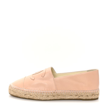 CHANEL Lambskin CC Espadrilles 40 Nude