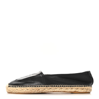 SAINT LAURENT Lambskin Monogram Espadrilles 37.5 Black