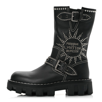 LOUIS VUITTON Calfskin Studded Mens Checker Mid Boot 8