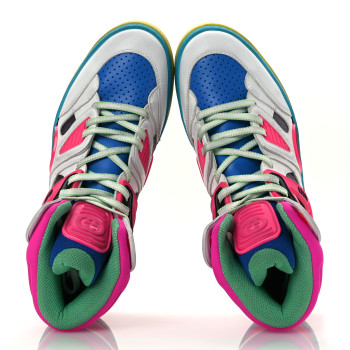 GUCCI Demetra Womens Basket High Top Sneakers 39.5 Great White Bright Splash Loess