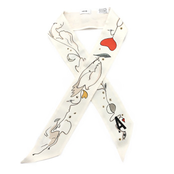 CHRISTIAN DIOR Silk ABCDior Mitzah "A" Scarf Off White