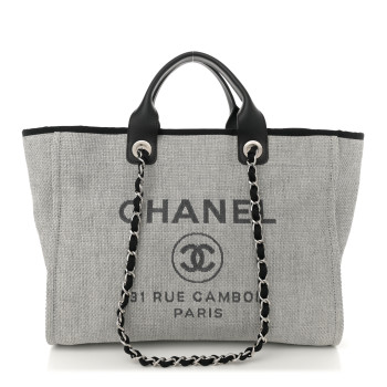CHANEL Canvas Medium Deauville Tote Grey