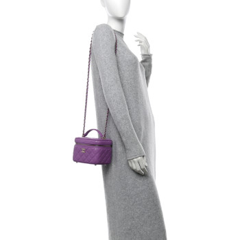 CHANEL Caviar Quilted Small CC Vanity Case Purple