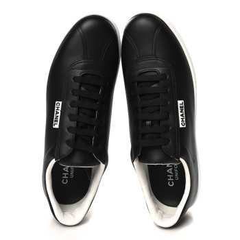 CHANEL Calfskin CC Mens Sneakers 42 Black
