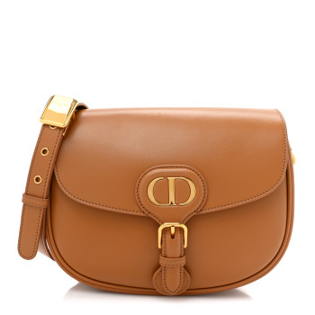 CHRISTIAN DIOR Box Calfskin Medium Bobby Flap Camel