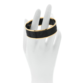 HERMES Enamel Wide Printed Sellier Bracelet 65 Black