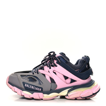 BALENCIAGA Mesh Nylon Womens Track Sneakers 37 Dark Grey Pink Grey