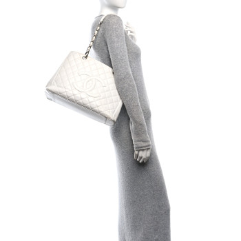 CHANEL Caviar Quilted Grand Shopping Tote GST White