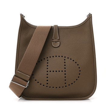 HERMES Taurillon Clemence Evelyne III PM Etoupe