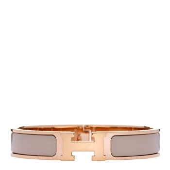 HERMES Enamel Narrow Clic Clac H Bracelet GM Beige Rose