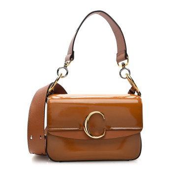CHLOE Spazzolato Sfumato Calfskin Small C Double Carry Autumnal Brown