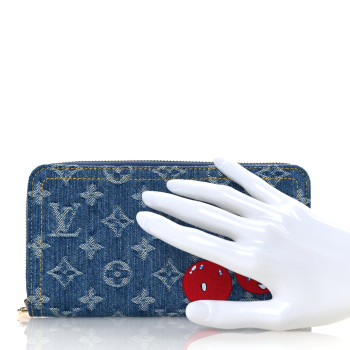 LOUIS VUITTON LV X TM Monogram Denim Cerises Zippy Wallet Blue