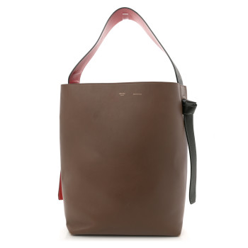 CELINE Shiny Smooth Calfskin Small Twisted Cabas Camel Brick