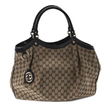 GUCCI Monogram Large Sukey Tote Dark Brown