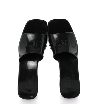 GUCCI Rubber Gucci Logo Womens Platform 20/60mm Slide Sandals 39 Black