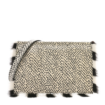 FENDI Watersnake Mink Daisy Clutch White Black