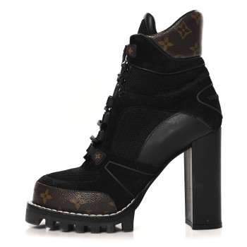 LOUIS VUITTON Suede Calfskin Monogram Star Trail Ankle Boots 40 Black