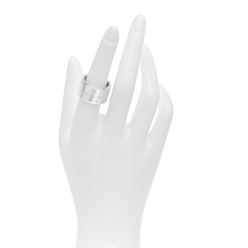 GUCCI Sterling Silver 12mm Trademark Wide Band Ring 54 6.75