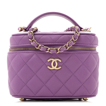 CHANEL Caviar Quilted Small CC Vanity Case Purple