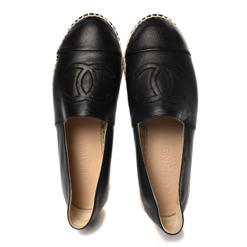 CHANEL Lambskin CC Espadrilles 37 Black