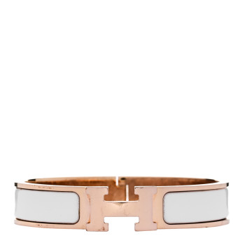 HERMES Enamel Narrow Clic Clac H Bracelet PM White