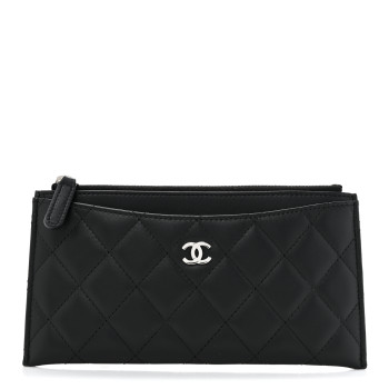CHANEL Lambskin Quilted Classic Zip Pouch Black