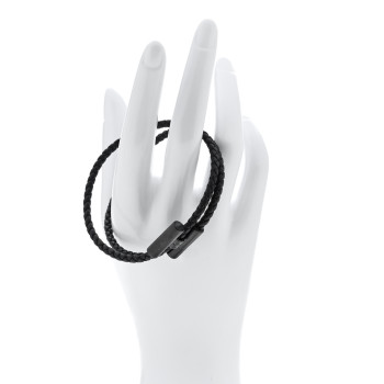 HERMES Swift Double Wrap Cord Tournis Tresse Bracelet T5 So Black