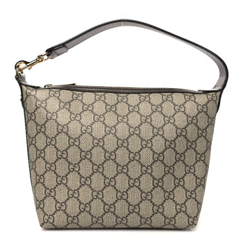 GUCCI GG Supreme Monogram Textured Calfskin Web Super Mini Ophidia Shoulder Bag Beige Ebony New Acero