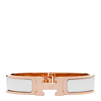 HERMES Enamel Narrow Clic Clac H Bracelet PM White