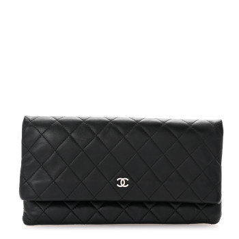 CHANEL Lambskin Quilted CC Beauty Clutch Black