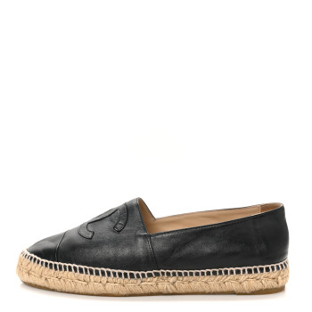 CHANEL Lambskin CC Espadrilles 40 Black