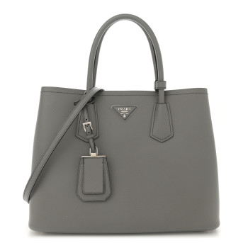 PRADA Saffiano Cuir Small Double Bag Marmo